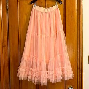 Pink Tulle Tiered Skirt